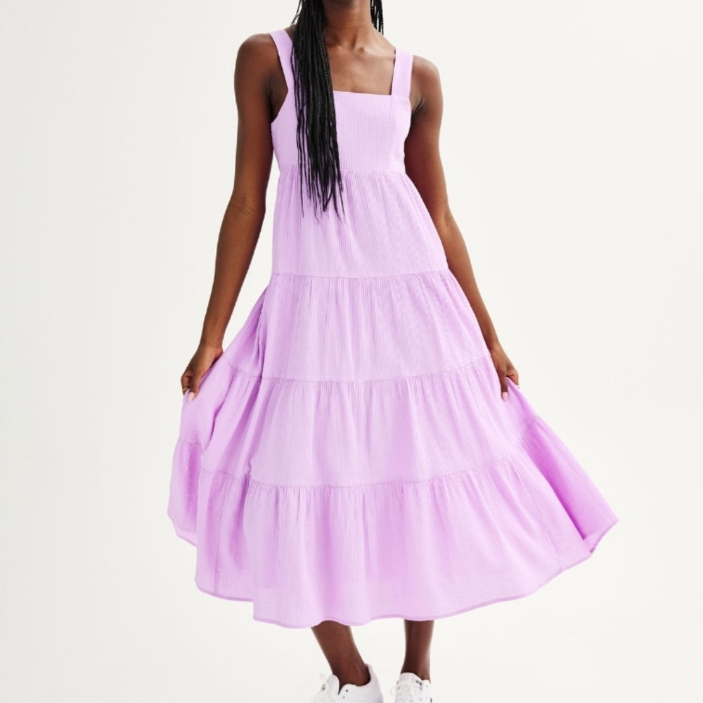 Juniors SO Square Neck Tiered Midi Dress 2X
